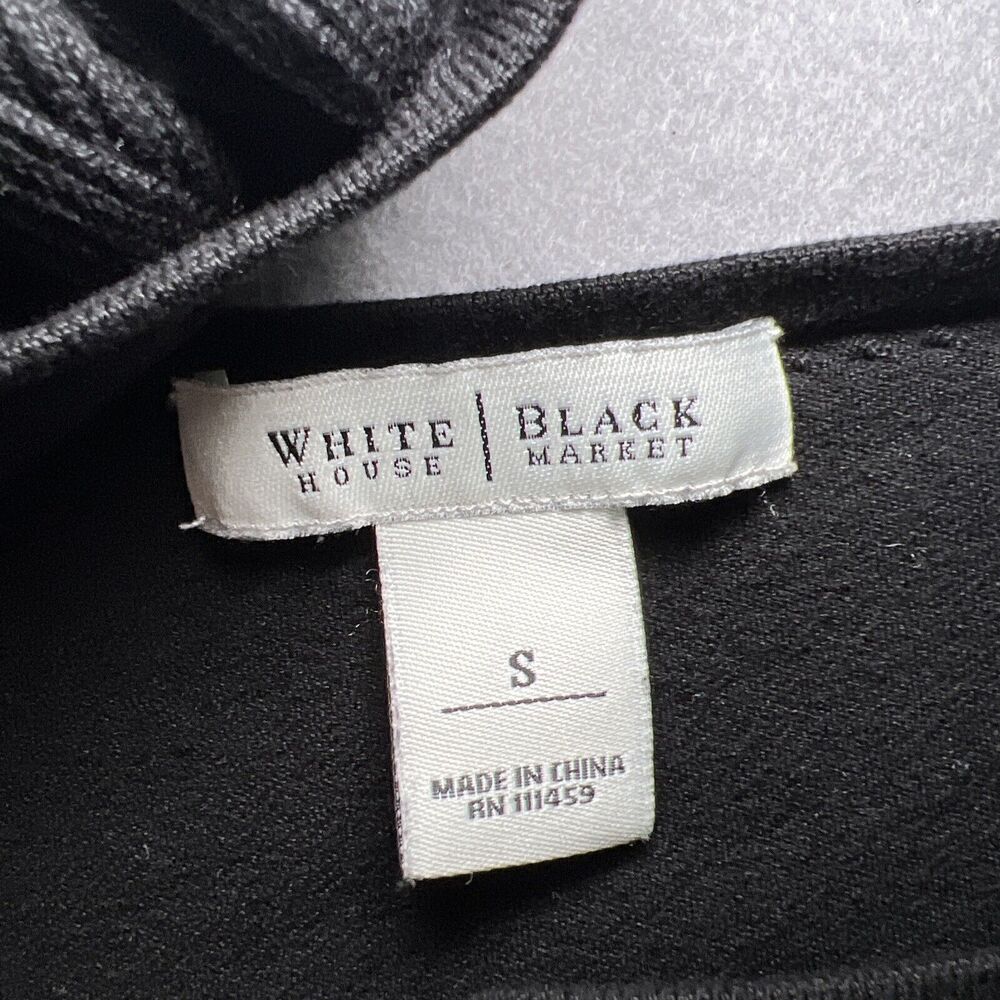 WHBM Silk Blend Sleeveless Double V Sweater Small Black Rosette Feminine - Picture 5 of 8